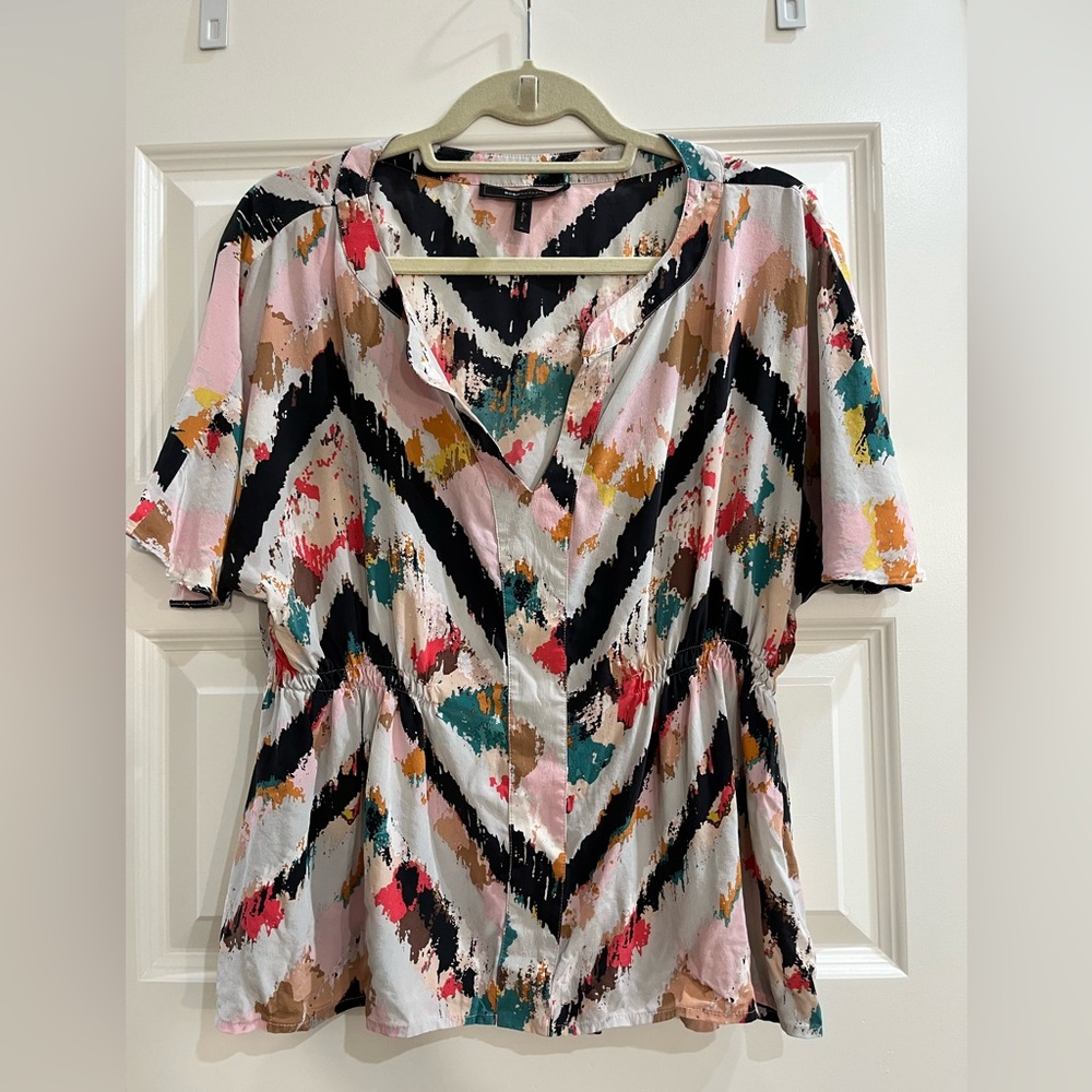 BCBG Colorful V-Neck Top